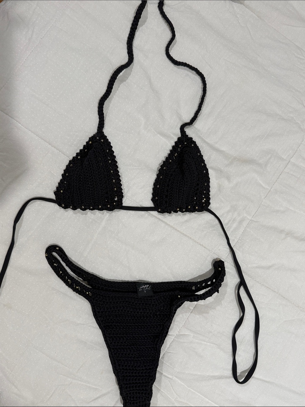 Black JMP the la el Crochet Tie Bikini Set - Women Swim